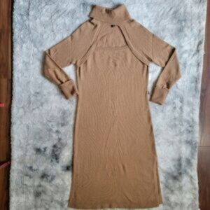 NWOT Paige Missing Belt Wool Blend Cutout Midi Sweater Dess